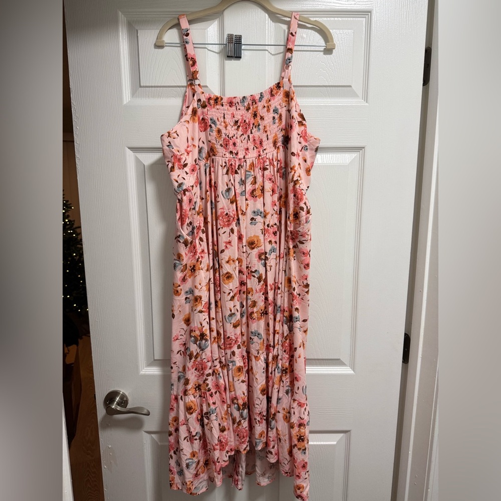 Torrid Pink Floral Maxi Dress W/Pockets Size 2 - Picture 3 of 7